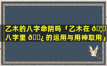 乙木的八字命阴吗「乙木在 🦊 八字里 🌿 的运用与用神取用」